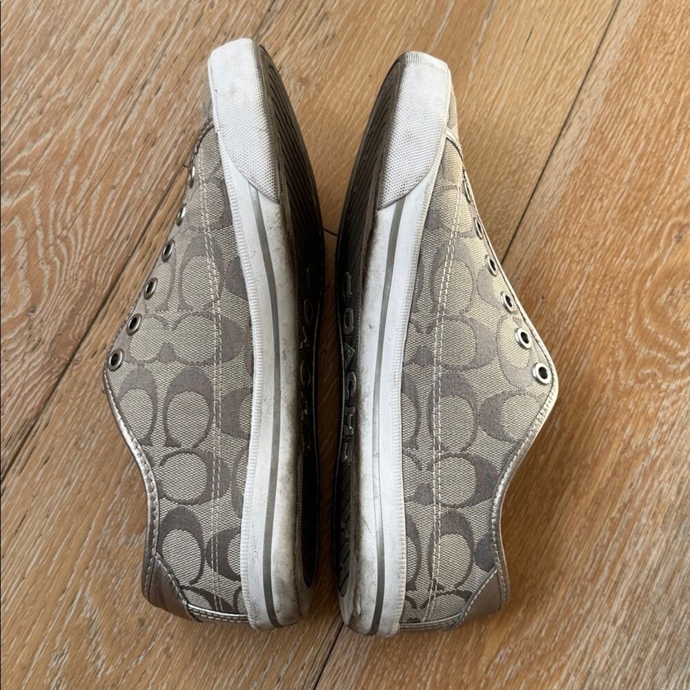 Coach Barrett Signature Canvas Slip On Sneakers Gray Silver Size 8 with Box - Picture 4 of 8